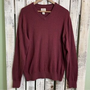 St John's Bay‎ Men’s Pull On Sweater Maroon V-Neck Cotton Blend Size Large